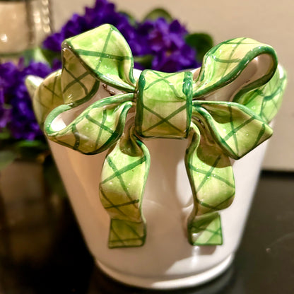Sweet green plaid vintage planter