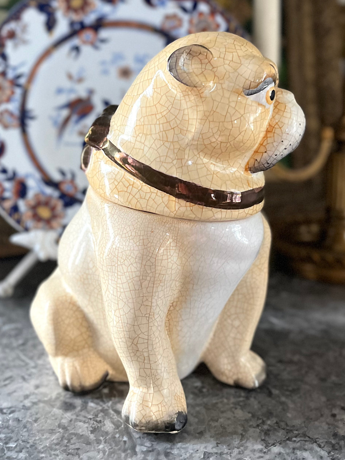 Fabulous Antique Staffordshire Pug Tobacco Jar – 19th Century English Pottery