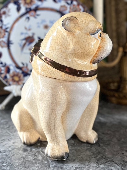 Fabulous Antique Staffordshire Pug Tobacco Jar – 19th Century English Pottery