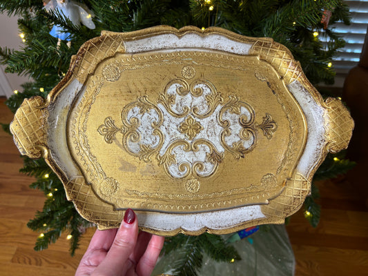 Beautiful gold and white Florentine tray!