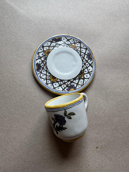 Hand-Painted Portuguese Demitasse Cup & Saucer – Celeste Pattern