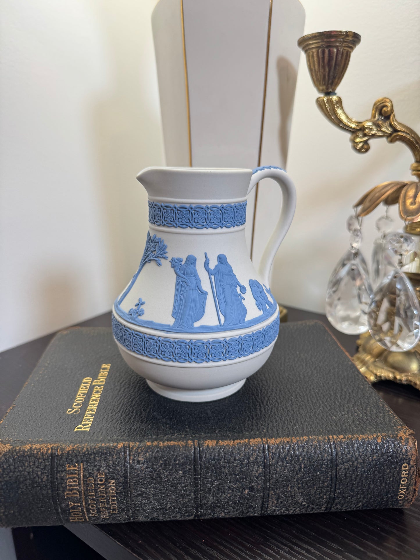 Wedgwood white and blue stunning pitcher