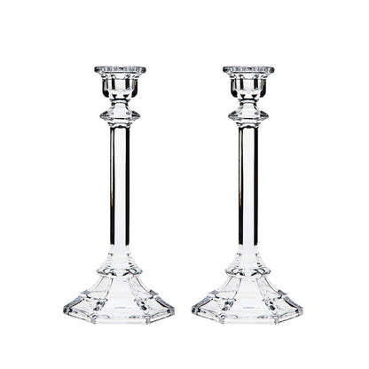 Crystal Taper Candlestick | 9.5"H Clear Unleaded Crystal Candle Holder