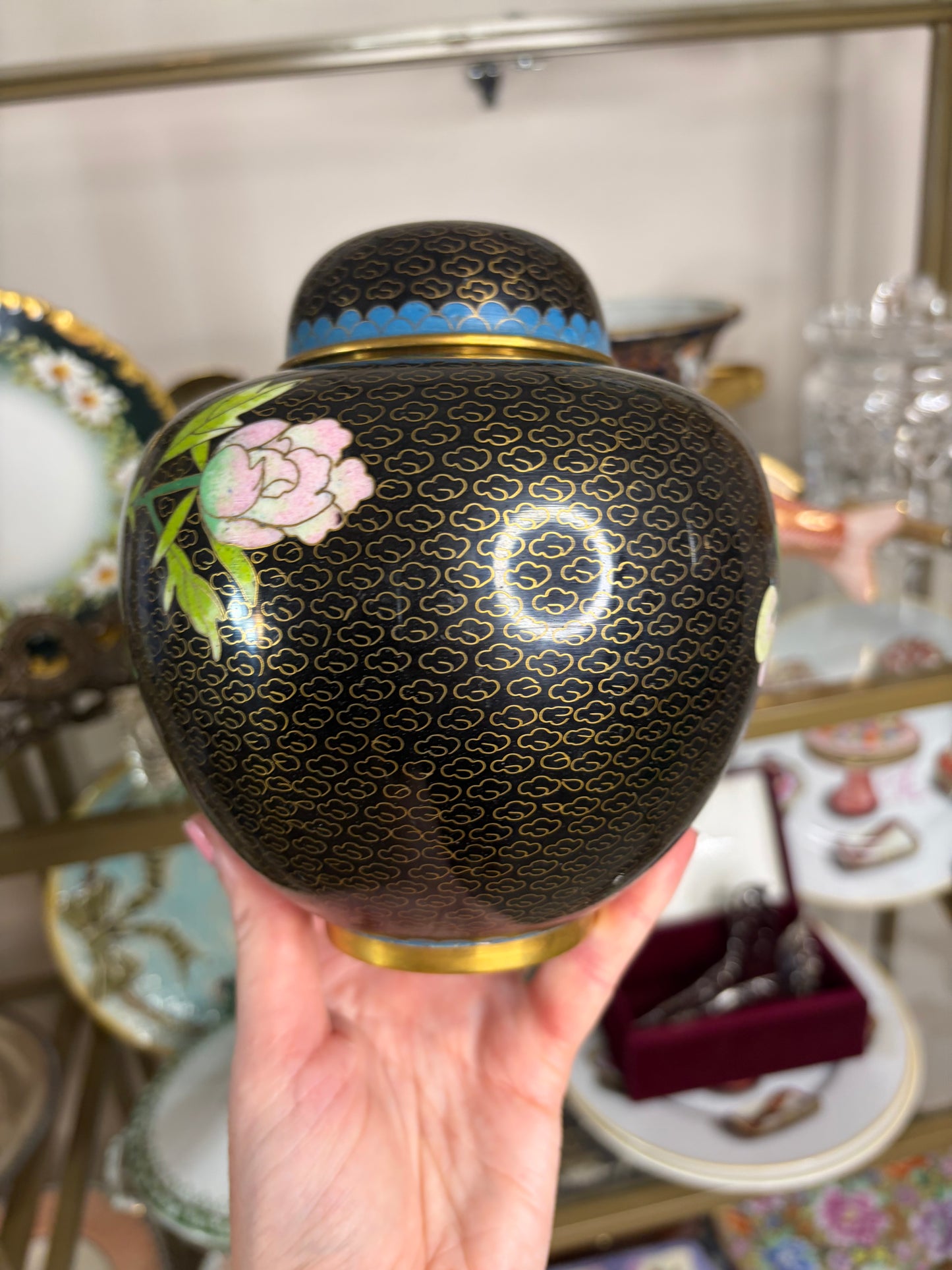 Lovely cloisonné lidded jar!