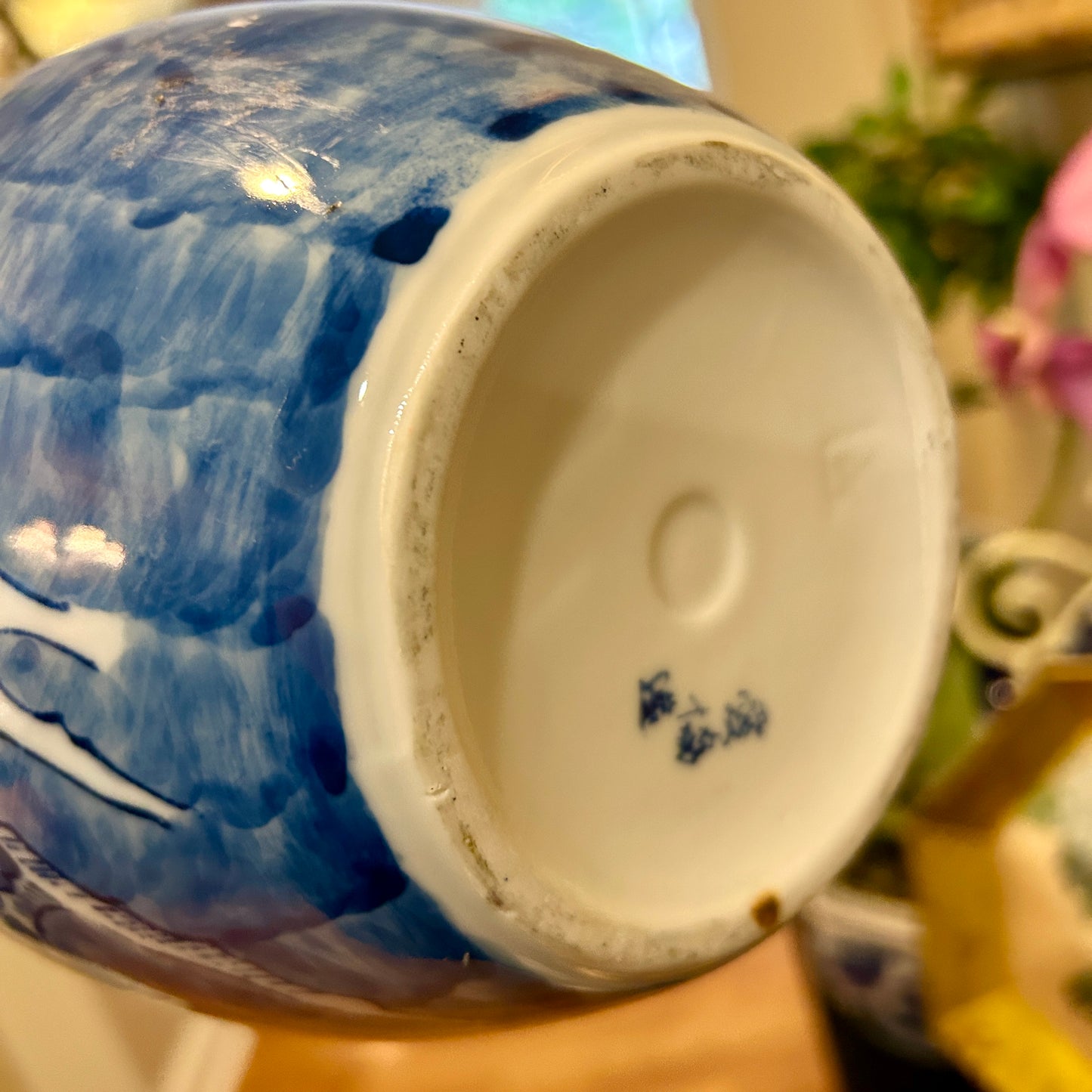 Vintage Blue & White Cherry Blossom Ginger Jar,