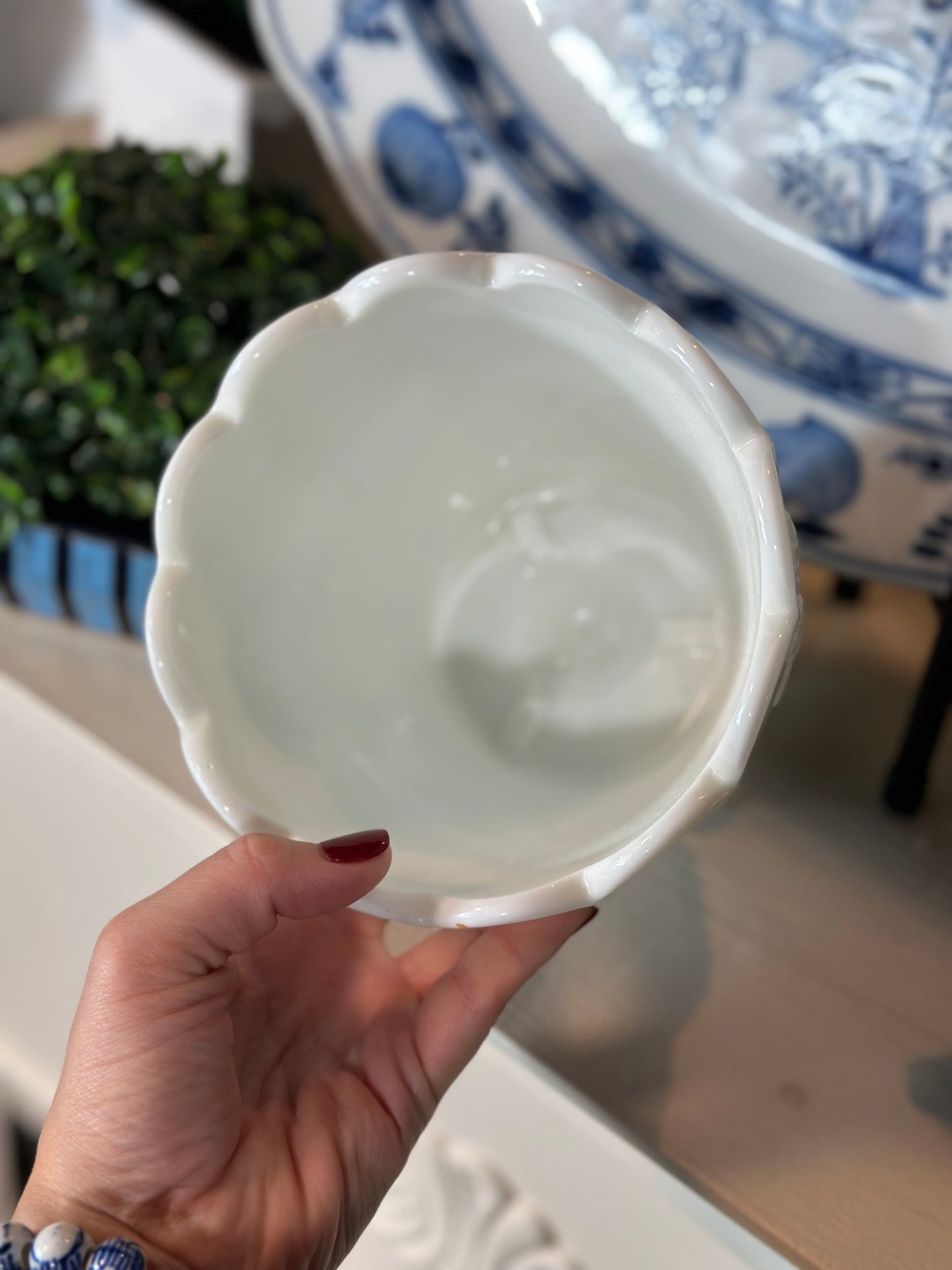 Vintage Milkglass Pedestal Dish, 6” Tall - Pristine!
