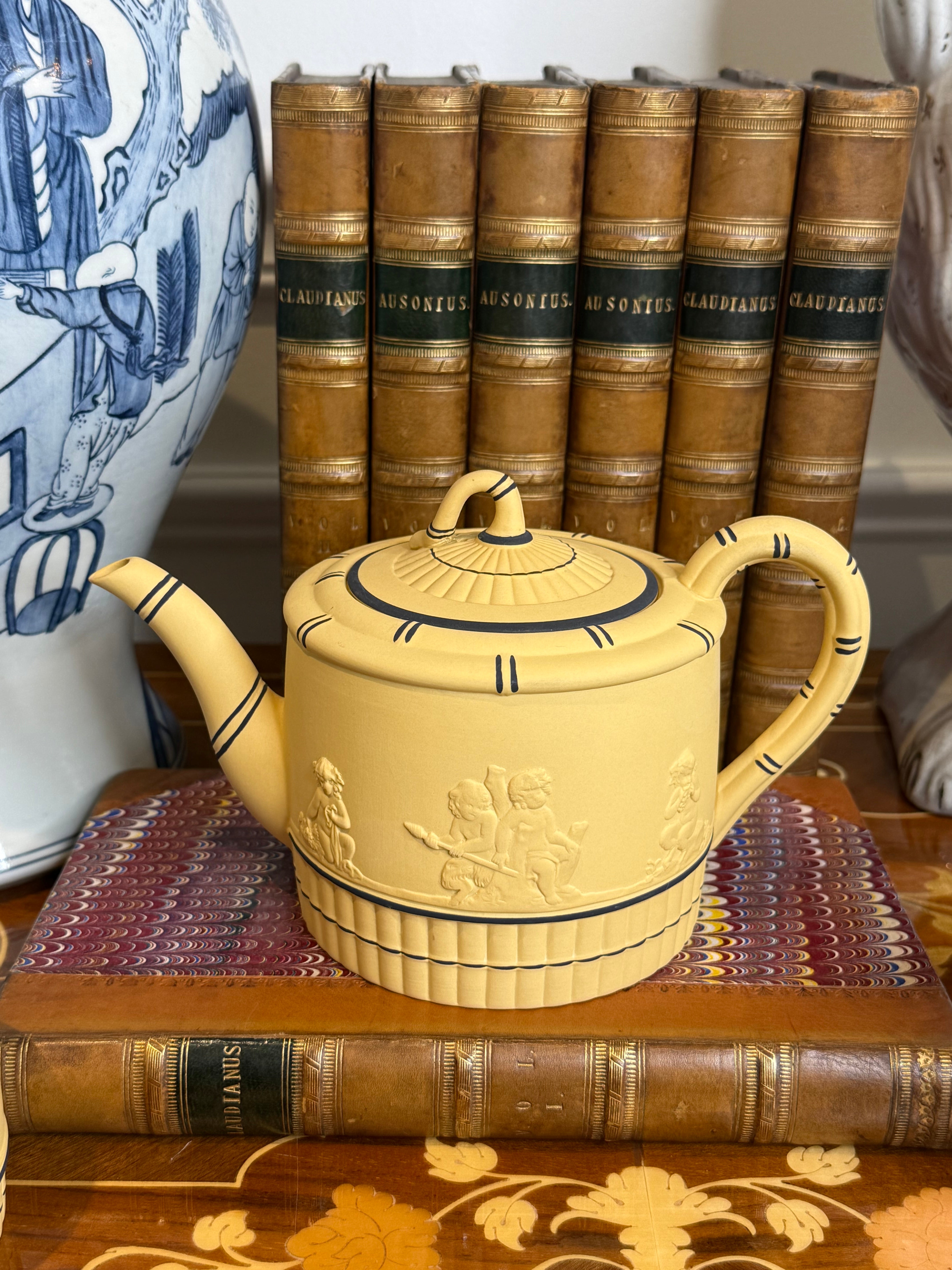 Vintage Wedgwood Black on Cane Jasperware 5-Piece Coffee Service