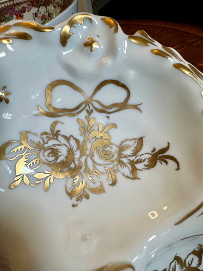 Vintage French Porcelaines de Couleuvre Limoges Three-Section Handled Tray