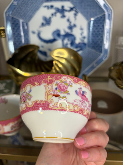 Minton Pink Cockatrice teacups pair!