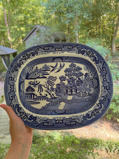 Antique Blue Willow platter!
