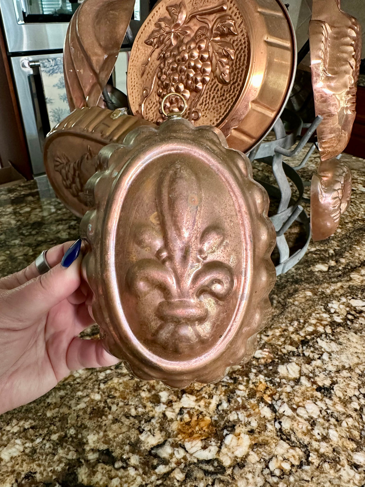 Vintage Oval Tagus Portugal Copper Fleur-de-Lis Mold