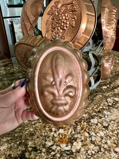 Vintage Oval Tagus Portugal Copper Fleur-de-Lis Mold