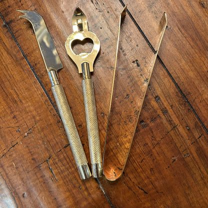 Vintage designer Georges Briard gold plated 3 piece bartool set