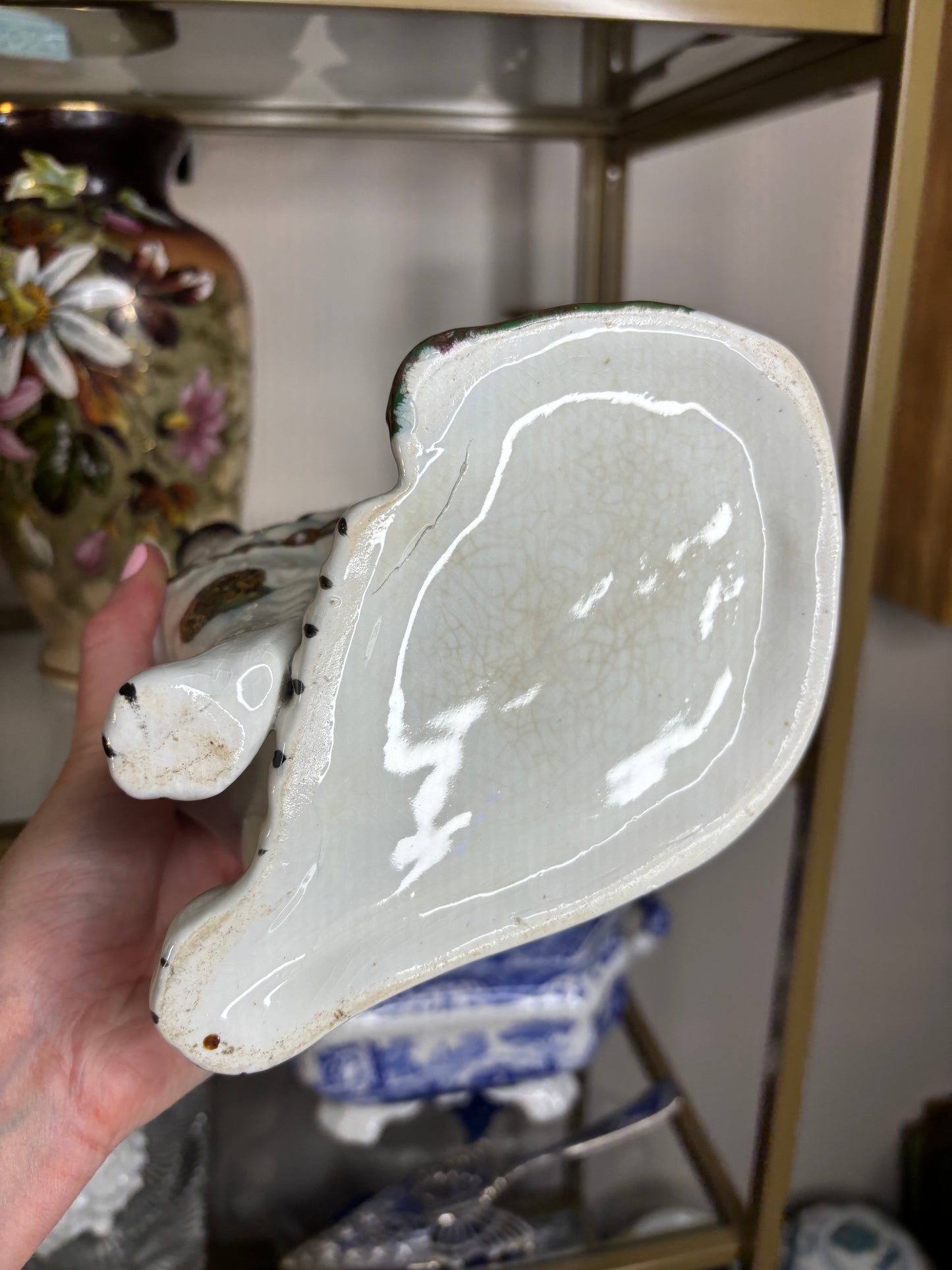Stunning antique Staffordshire spaniel mantel dogs with lustre decoration pair!