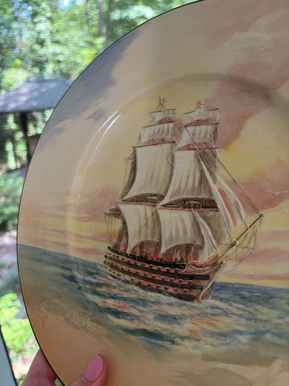 Royal Doulton "Famous Ships" seriesware plate featuring HMS Victory with raised design!