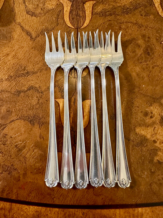 Antique Fessenden Langdon Sterling Silver Oyster & Cocktail Forks, Set of 6 | 1912 Pattern