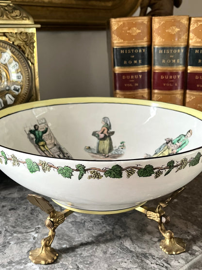 Live 09/01 Early Mottahedeh Criel Series “Cris de Paris” French Street Vendor Large Porcelain Bowl - Made In Italy