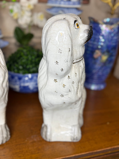 Early 19th Century Staffordshire Spaniel Pair – Overscale Mantel Dogs, 14” & 13.5”