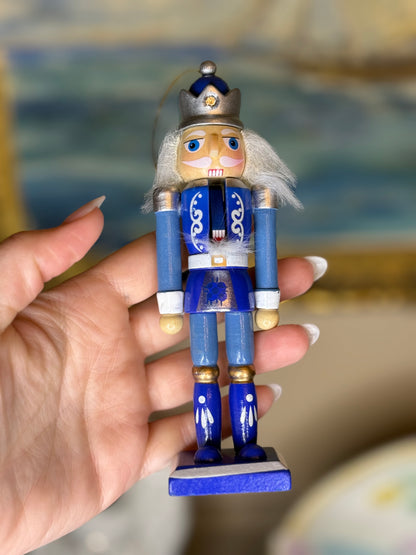 Kurt S. Adler Indigo Blue & White Wooden Nutcracker Ornament | 6" Christmas Tree Decor | Style 1