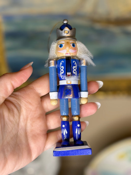 Kurt S. Adler Indigo Blue & White Wooden Nutcracker Ornament | 6" Christmas Tree Decor | Style 1