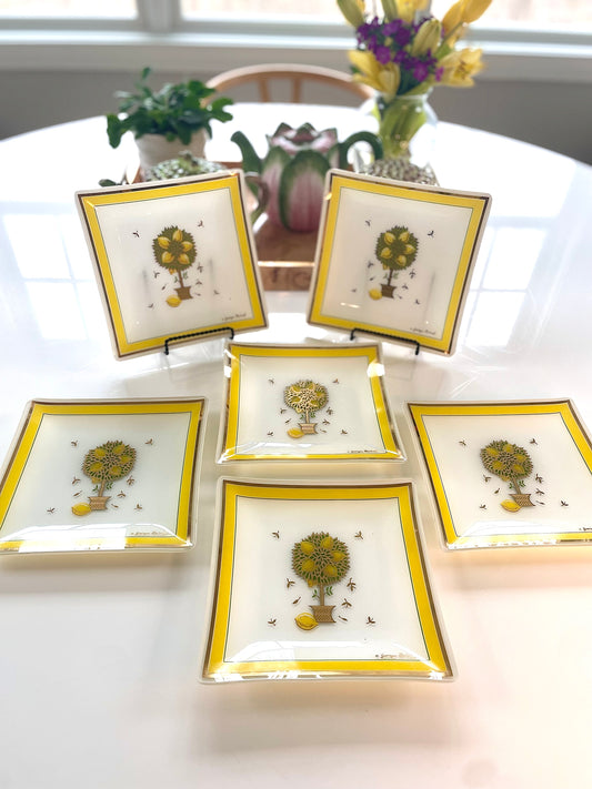 Vintage Georges Briard Set of 6 Lemon Tree 8” Plates!