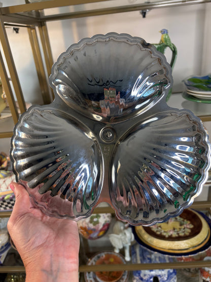 Irvinware shell divided serving dish with handle!