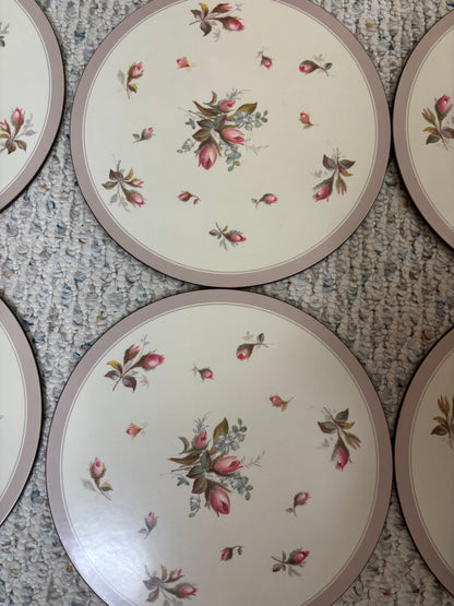 Vintage Pimpernel Rosebud round placemats set of 6!