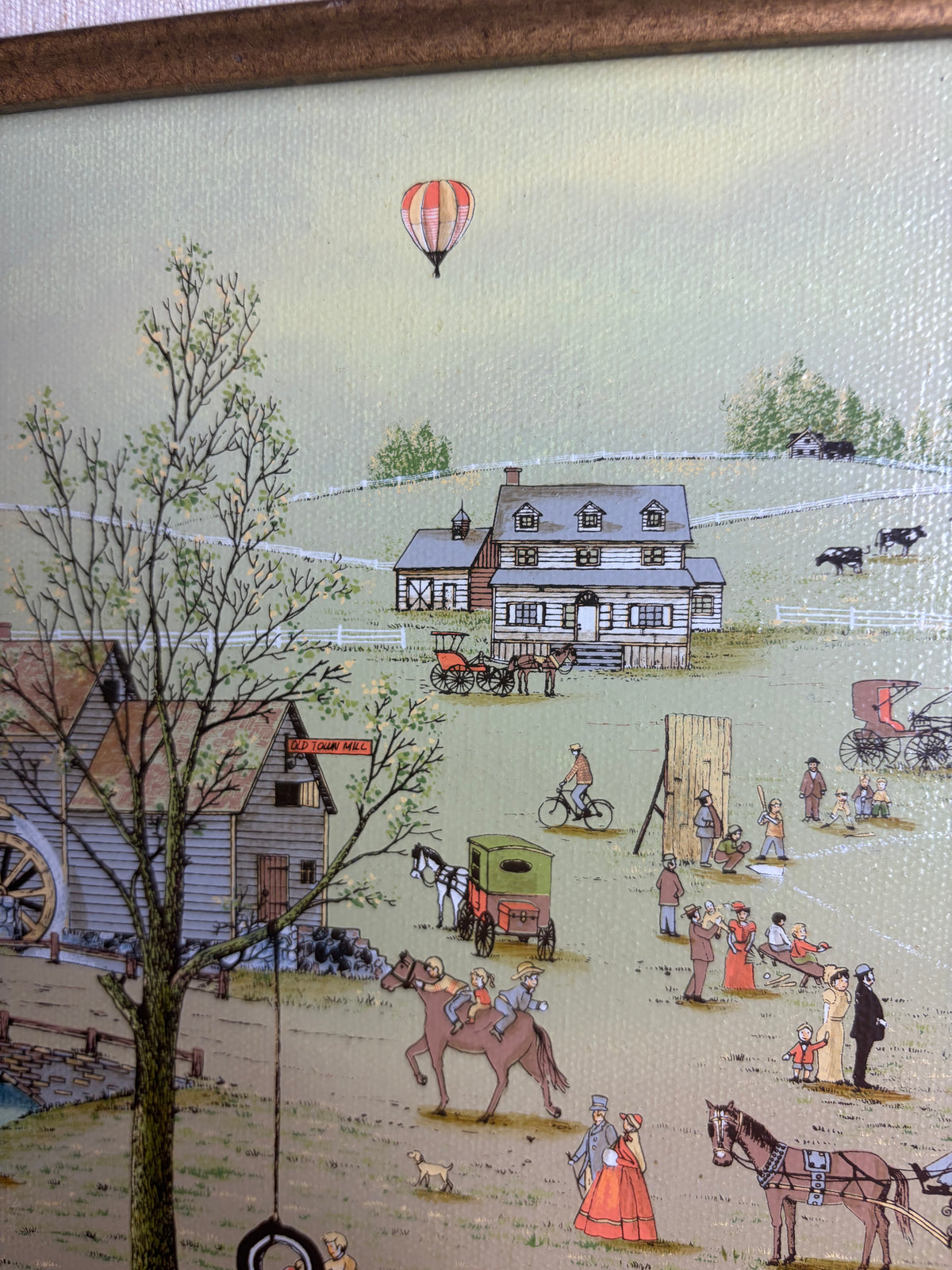 Beautiful framed C Carson folk art serigraph in gold frame!