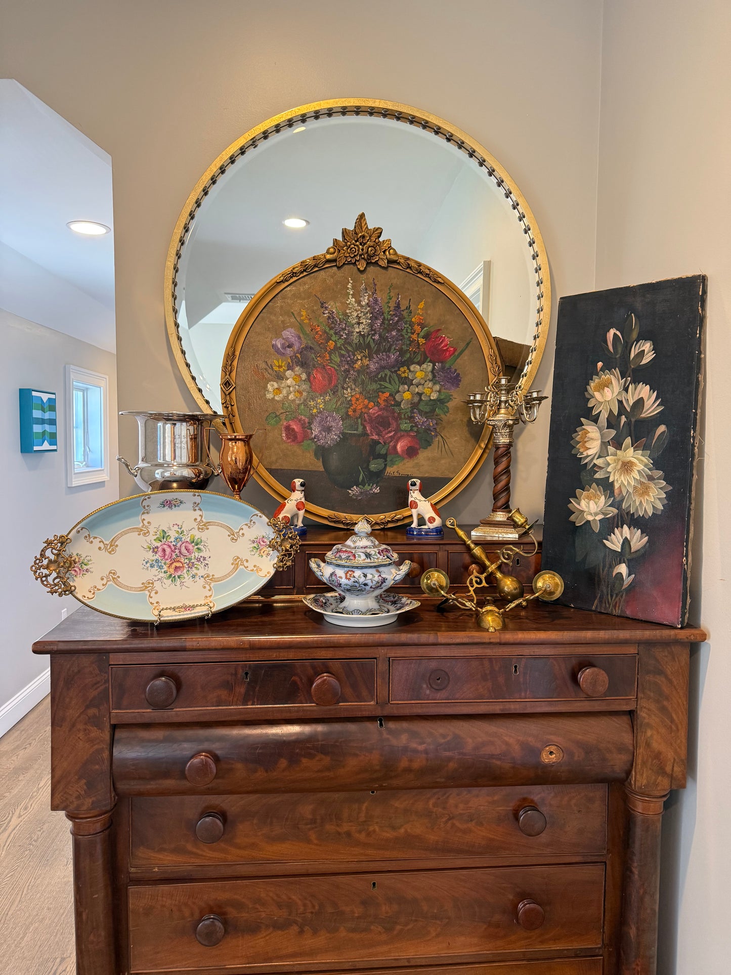 Antique Original Floral Oil Painting