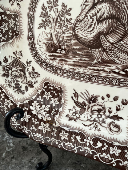Spode 12.5” x 16” Brown Transferware Turkey Platter