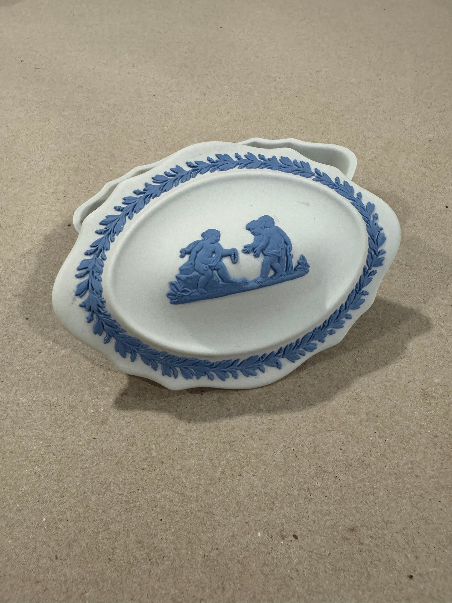 Wedgwood white and blue oval trinket box