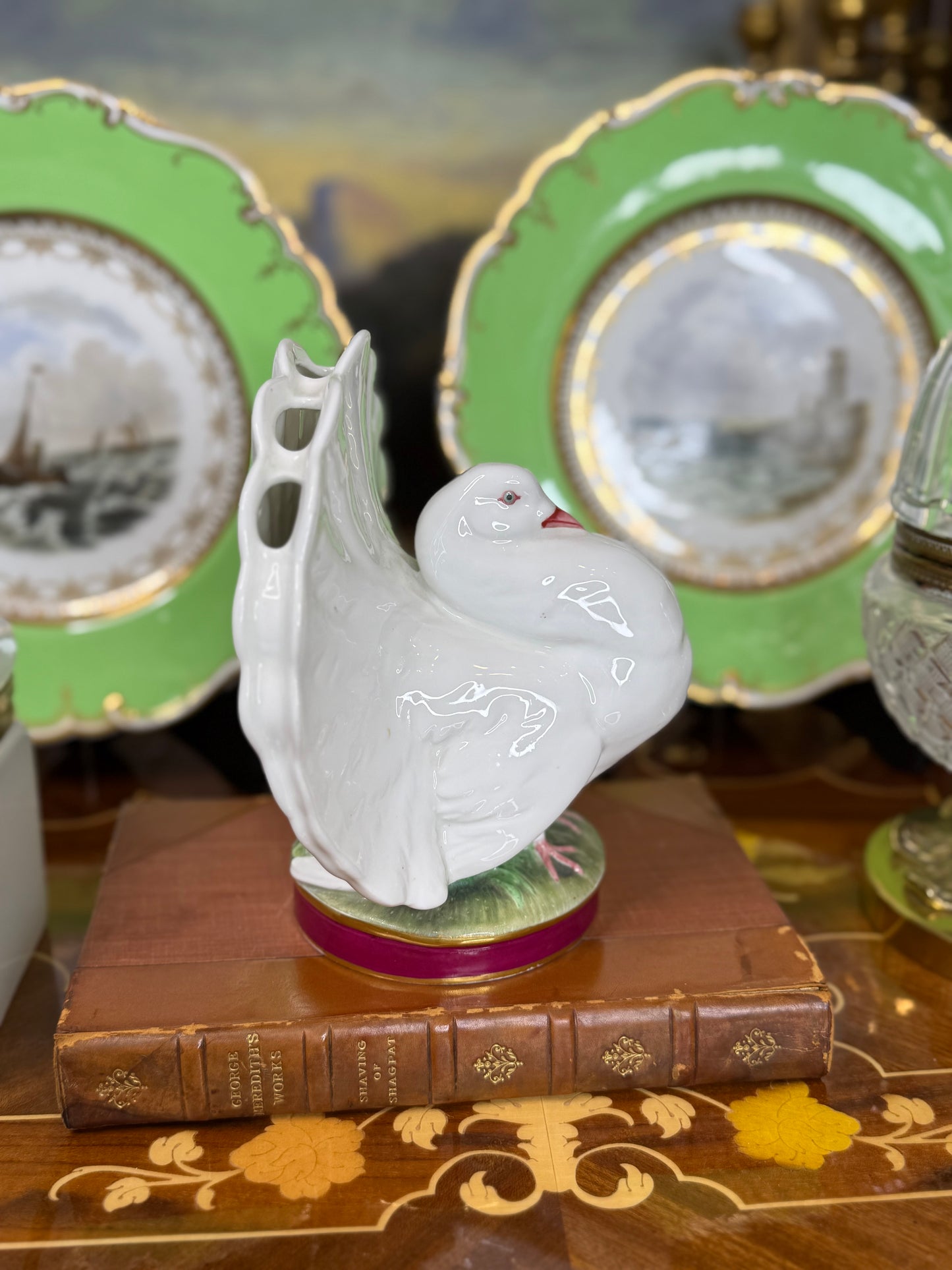 Minton Dove Posy Holder Figurine, c. 1870 – Victorian Porcelain Bird