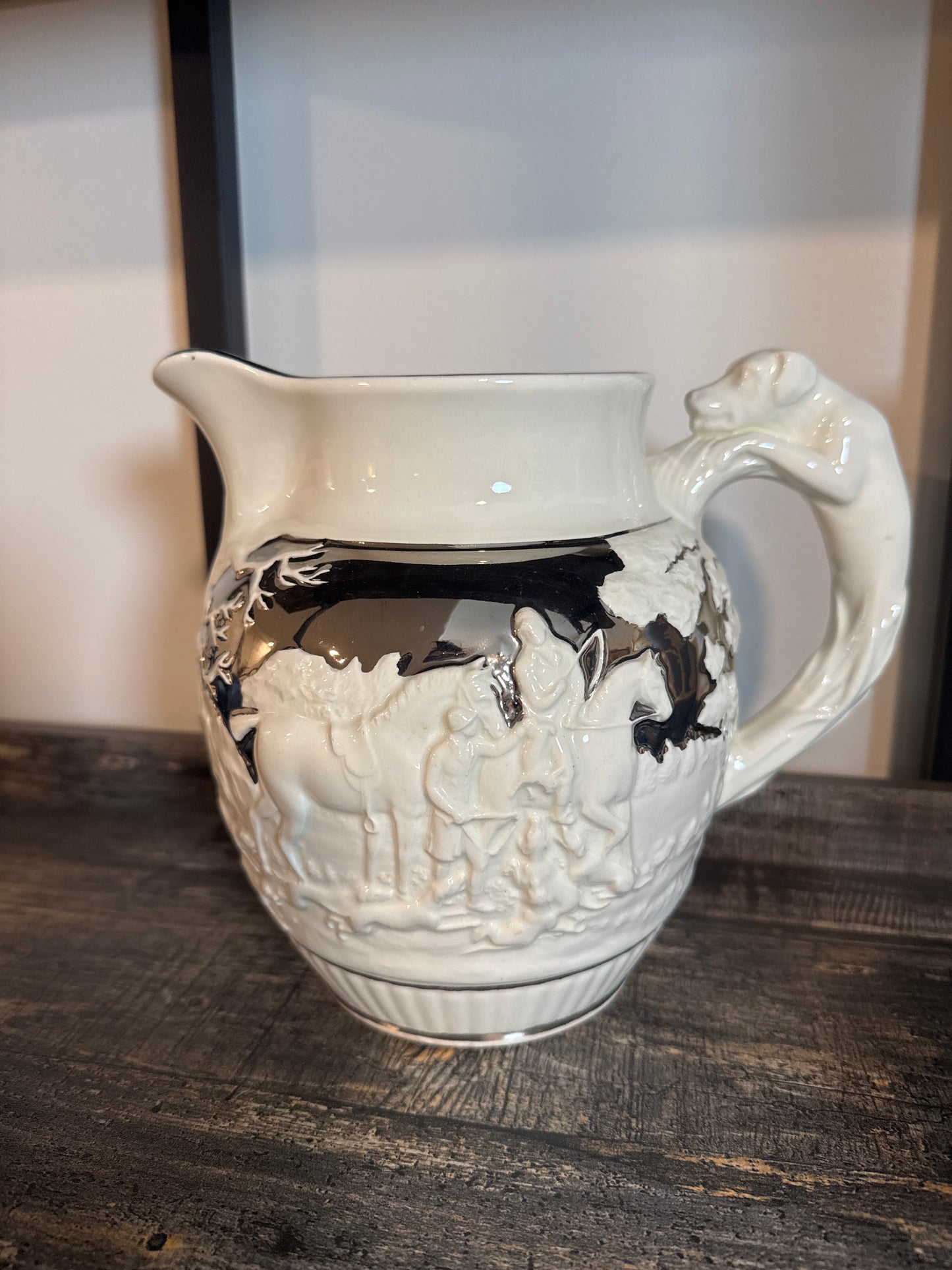 Wedgwood vintage jasper ware hunting scene white large pitcher
