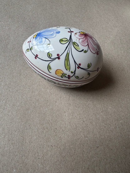 Vintage Hand-Painted Portuguese Ceramic Wall Salt Box | Onfora Agueda