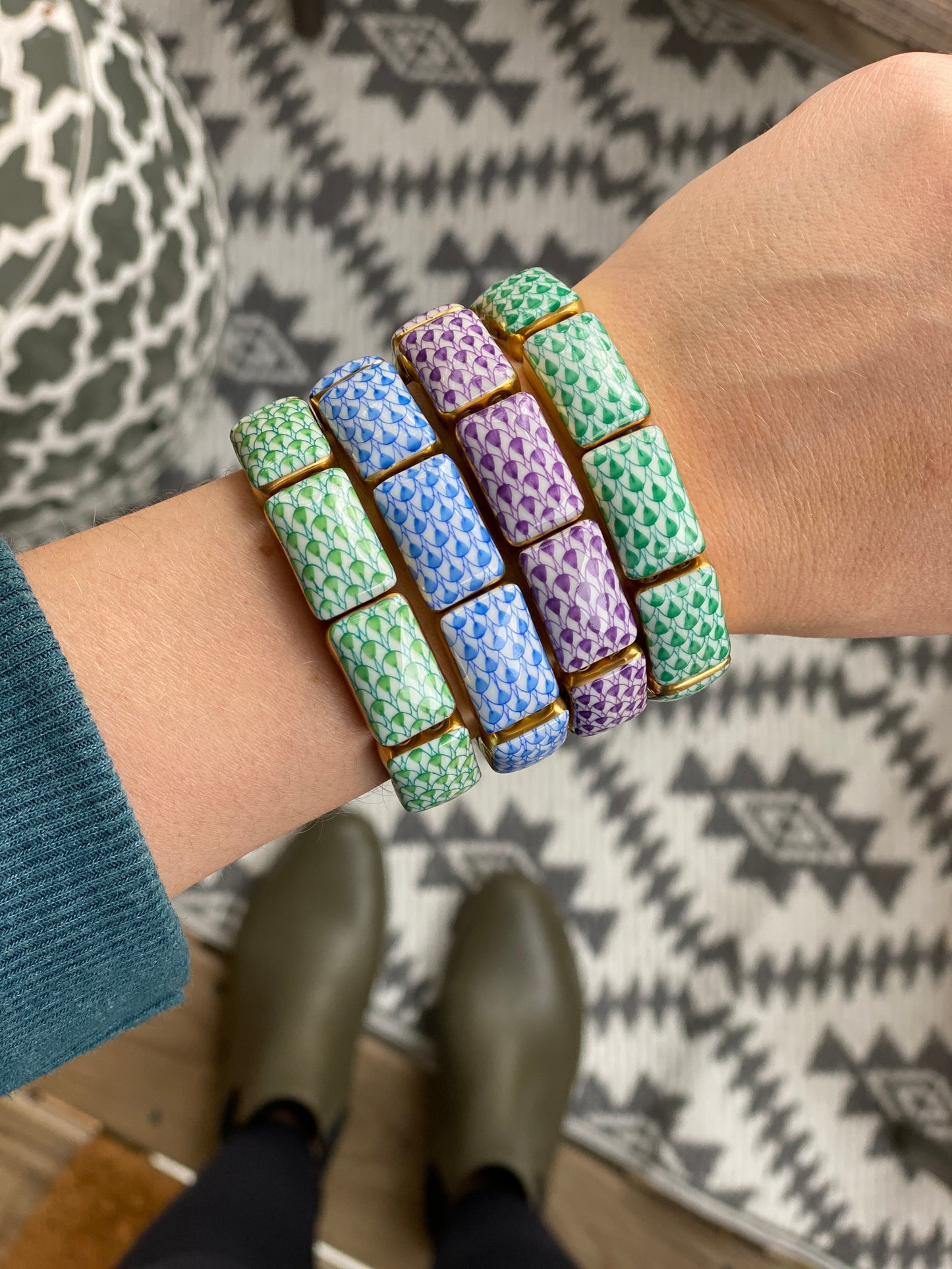 Herend Fishnet Link Stretch Bracelet - Multiple Colors Available