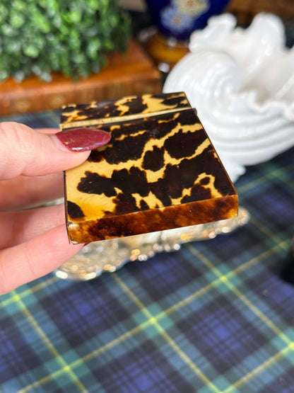 Antique Miniature Tortoiseshell Calling Card Case | Petite Victorian Card Case | 2” x 3”