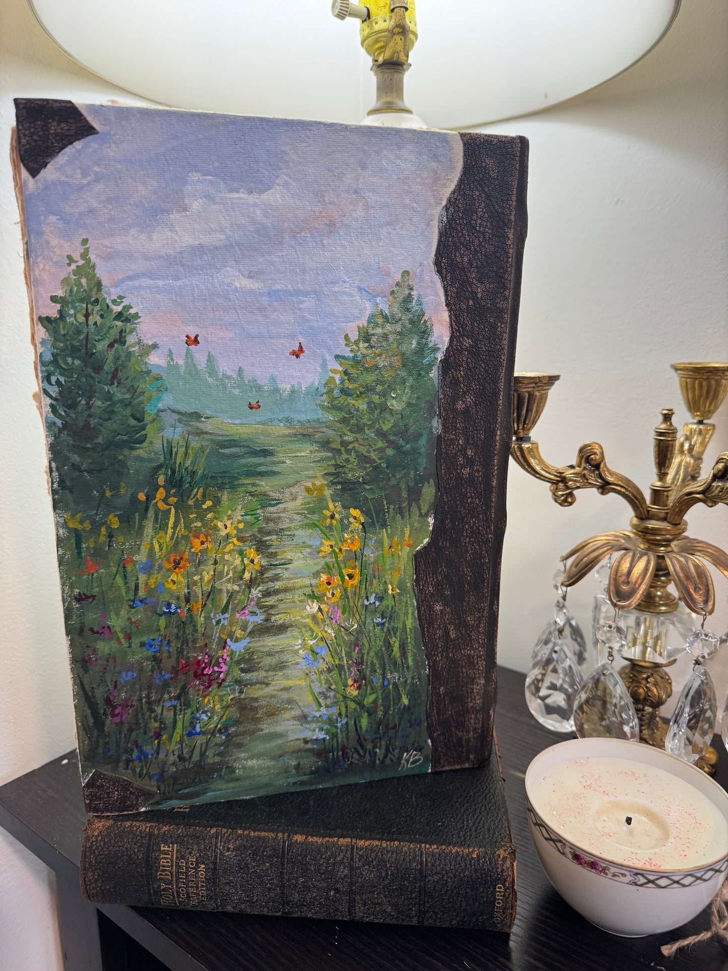 Reserved Solo live Hand painted large journal 13x8.5”