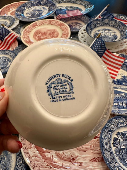 Vintage Liberty Blue “Betsy Ross” Berry Bowl | Enoch Wedgwood | Bicentennial Transferware