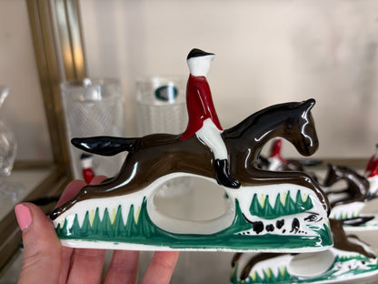 Beautiful equestrian hunt scene napkin rings set of 5! Two sets available; sold separately!