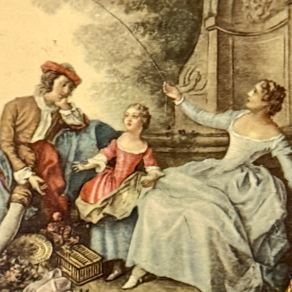 Fabulous Florentine rectangular painting on wood Italian 13 x 6