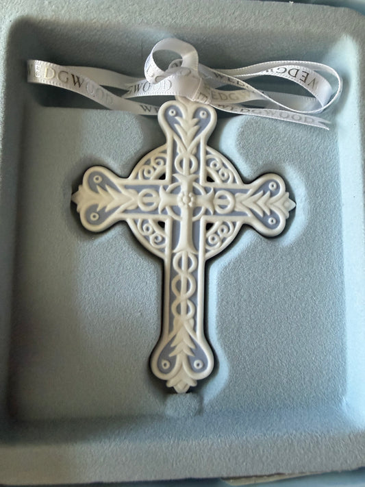 Vintage Wedgwood Jasperware Cross Christmas Ornament
