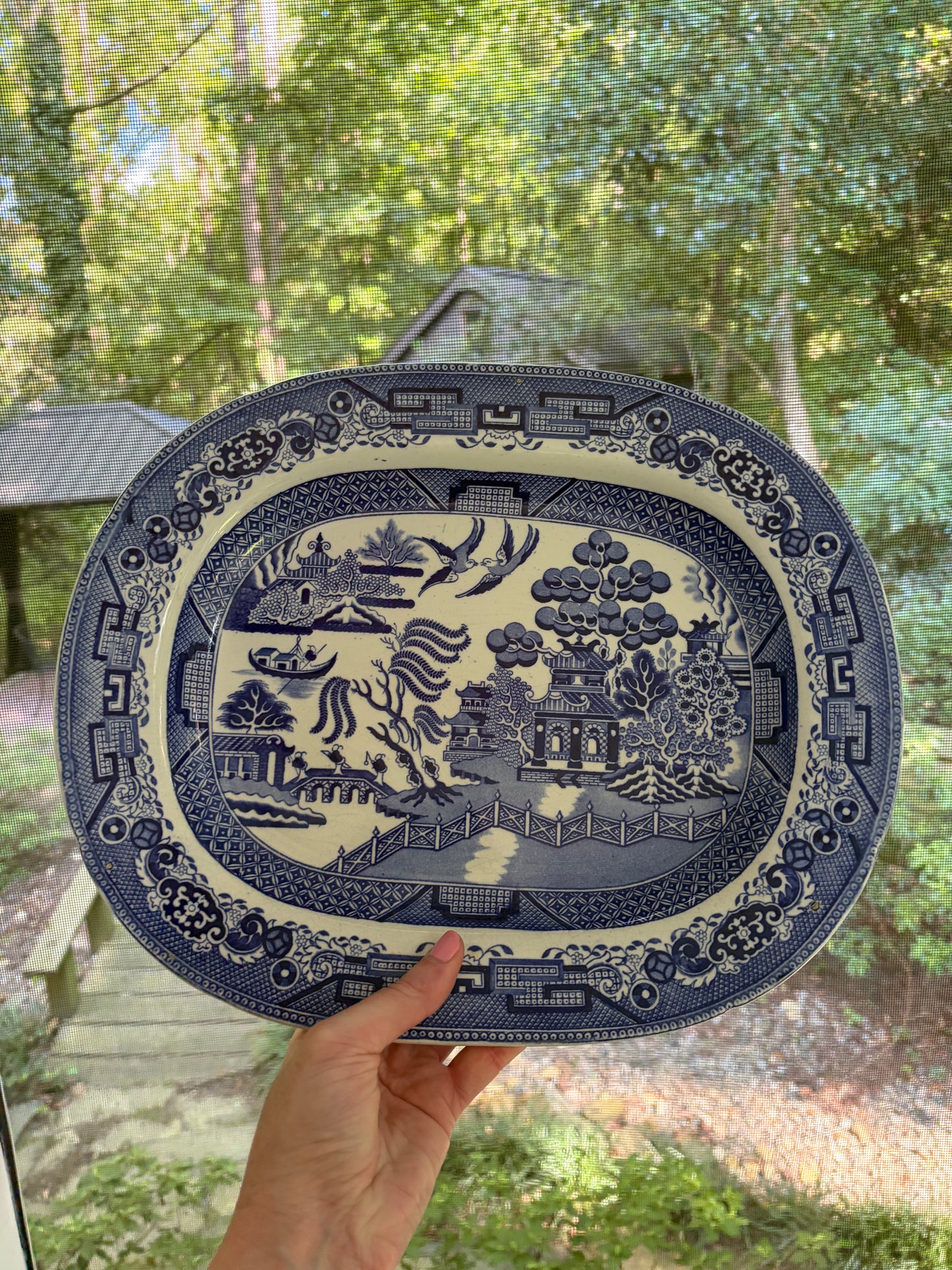 Antique Blue Willow platter!