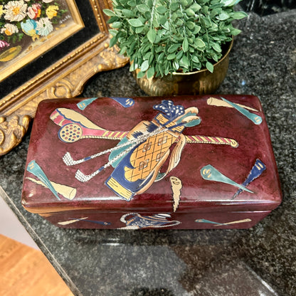 Gorgeous large golf ceramic lidded box decor