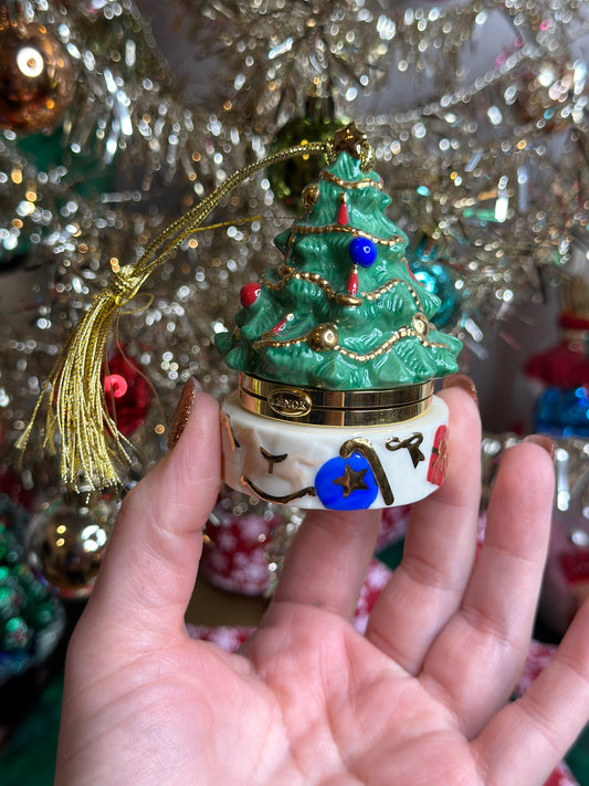 Christmas Holiday Ornament - Vintage Lenox Porcelain Christmas Tree, 3" Tall