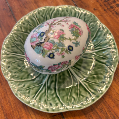 Beautiful Teissonniere  French Limoges chinoiserie colorful rose canton oval egg jar with lid