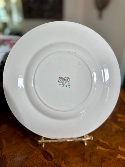 Vintage Wedgwood Torbay Green Transferware Patrician Dinner Plates, Pair | c. 1927-1930’s