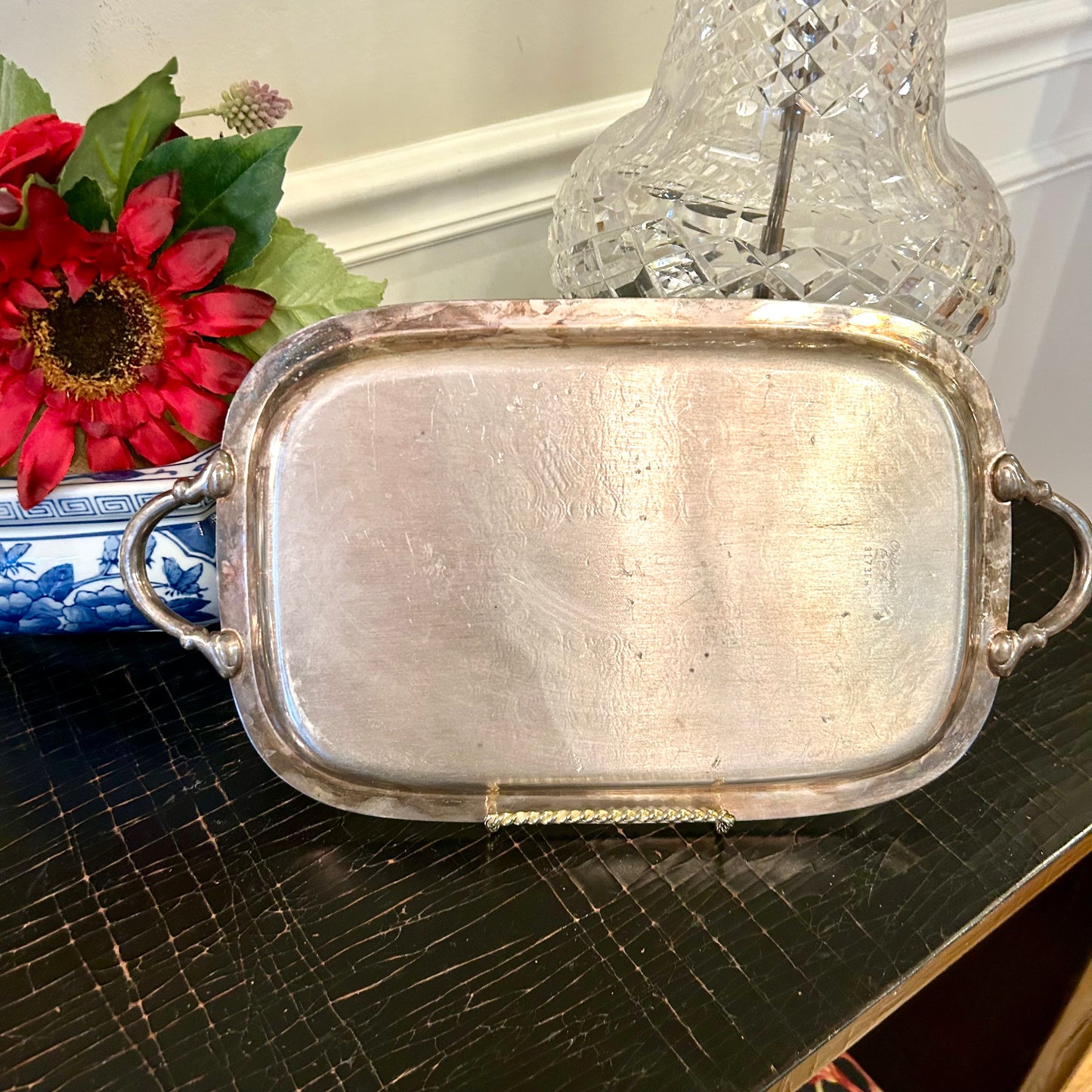 Sparkling vintage Silver plate baroque tray by designer Cresent