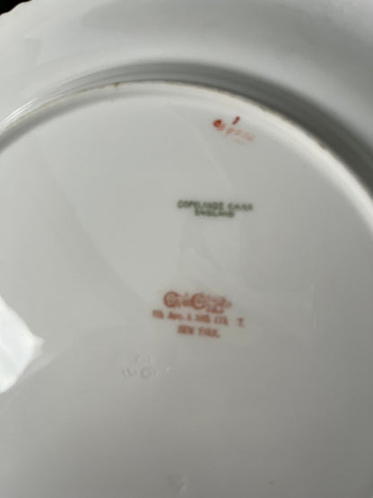 Gorgeous Set Of 6 Copeland Apple Green Raised Gilding Plates 9”