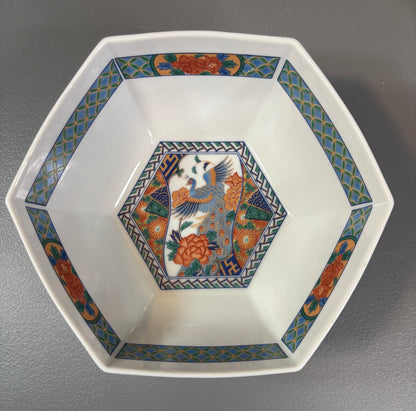 Imari peacock hexagonal bowl!