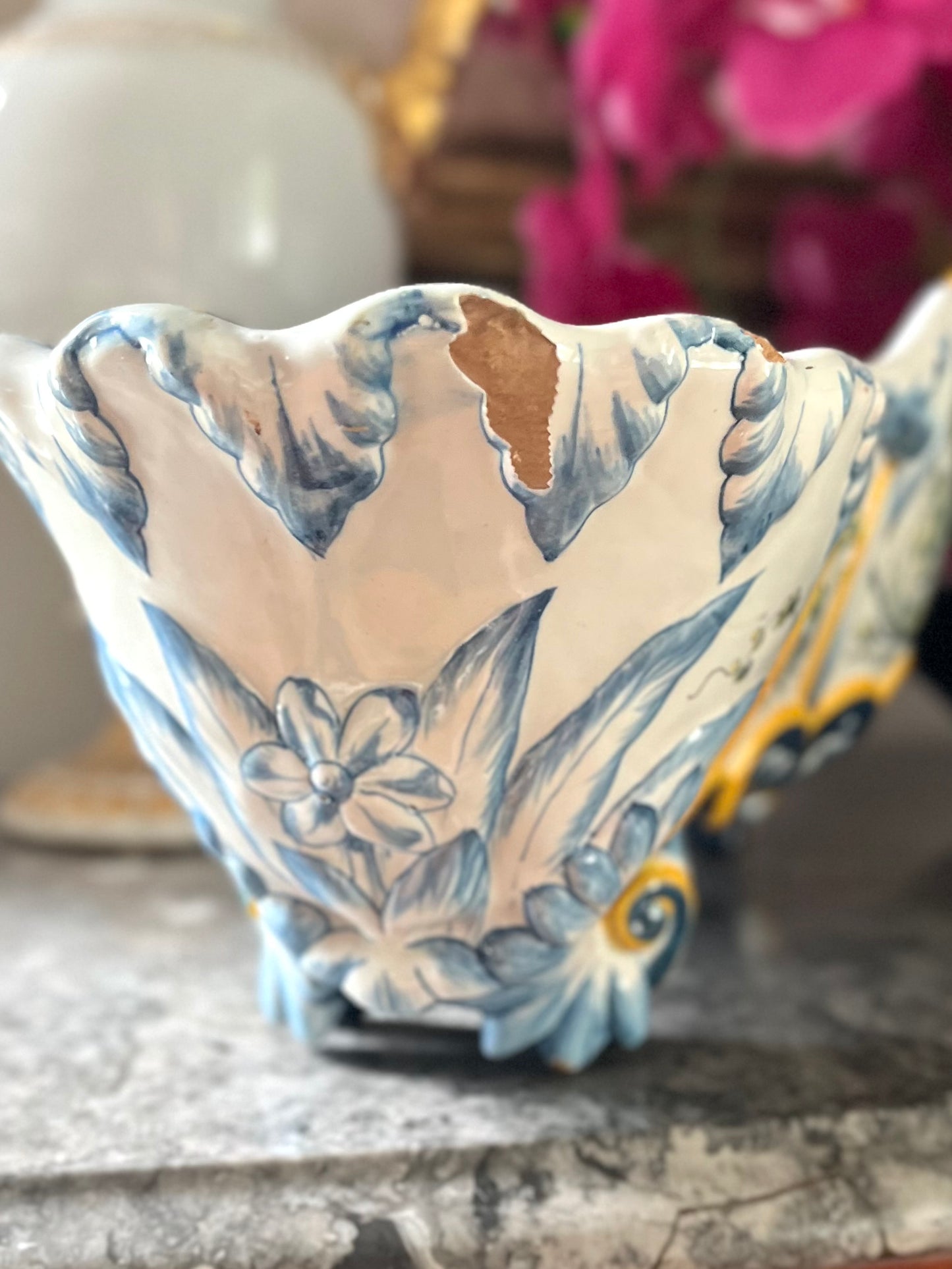 Live 06/22 Antique Ginori Renaissance Revival Majolica Vasque | Italian Faience Centerpiece